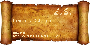 Lovritz Sára névjegykártya